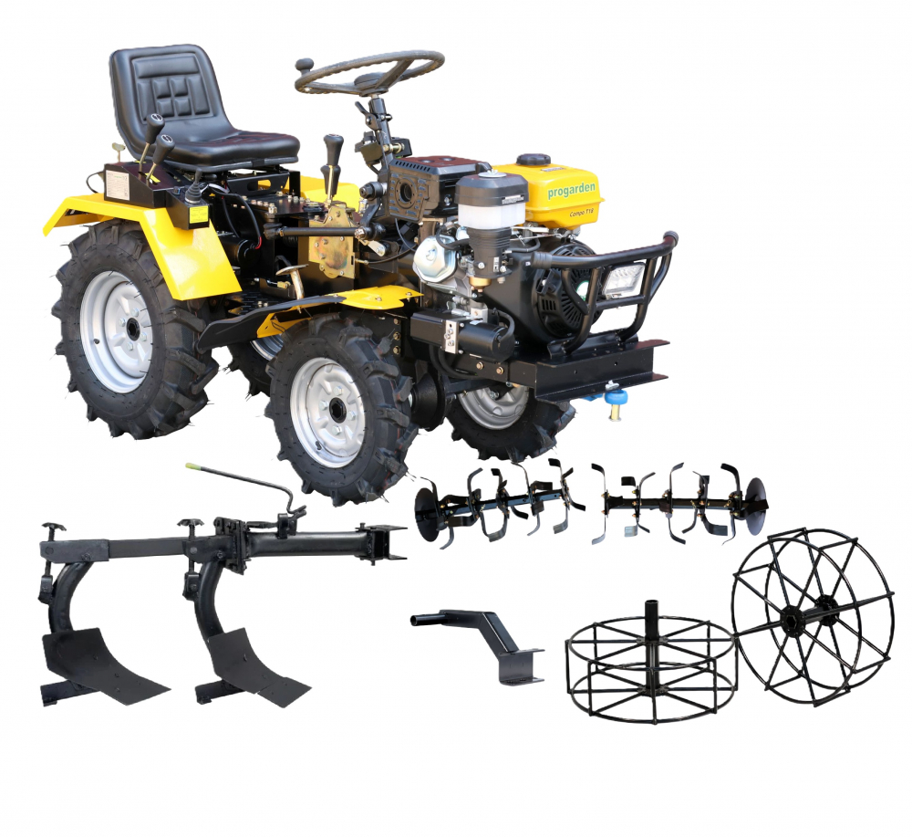 Mini tractor ProGARDEN Campo T18, 18CP, benzina, ridicare hidraulica fata si spate, transmisie sincronizata, roti metalice spate, ansamblu sapare si plug cu 2 brazdare [1]