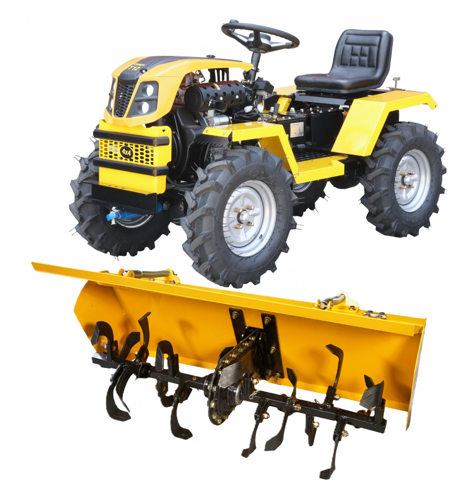 Minitractor ProGARDEN Campo T12 G2 4560000079 4x4, 12CP, diesel, hidraulica fata-spate, roti 6.00-12 cu freza tractata [1]