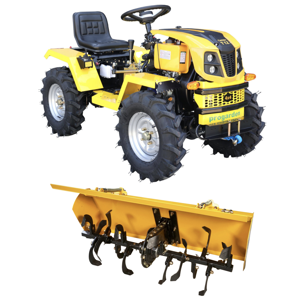Minitractor ProGARDEN Campo T12 V25.1 4x4, 12CP, diesel, hidraulica fata-spate, roti 6.00-12 cu freza tractata [1]