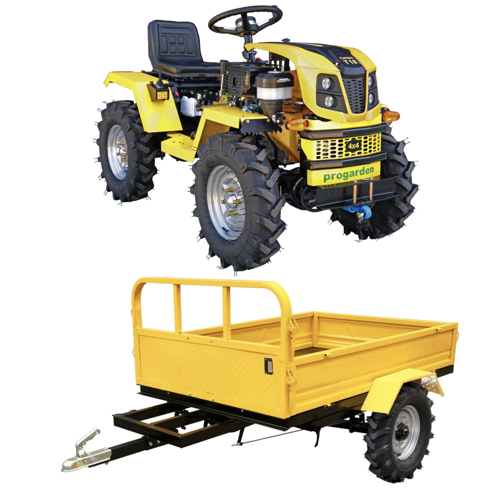 Minitractor ProGARDEN Campo T18 V25.1 4x4, 18CP, benzina, hidraulica fata-spate, roti 6.00-12 + Remorca minitractor ProGarden campo RM600CT [1]
