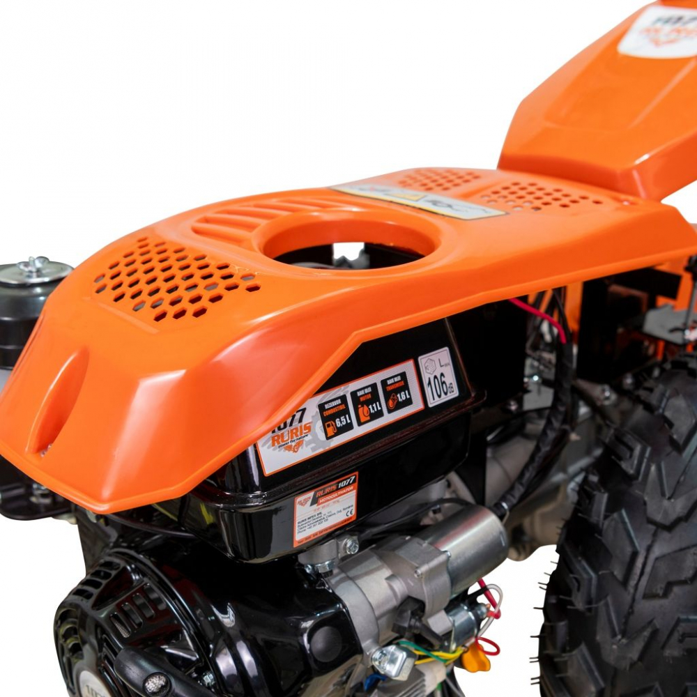 Motocultivator RURIS 1077S 16CP, benzina, pornire electrica, 3+2 viteze, diferential + freza de sapat SX77 80 cm [9]