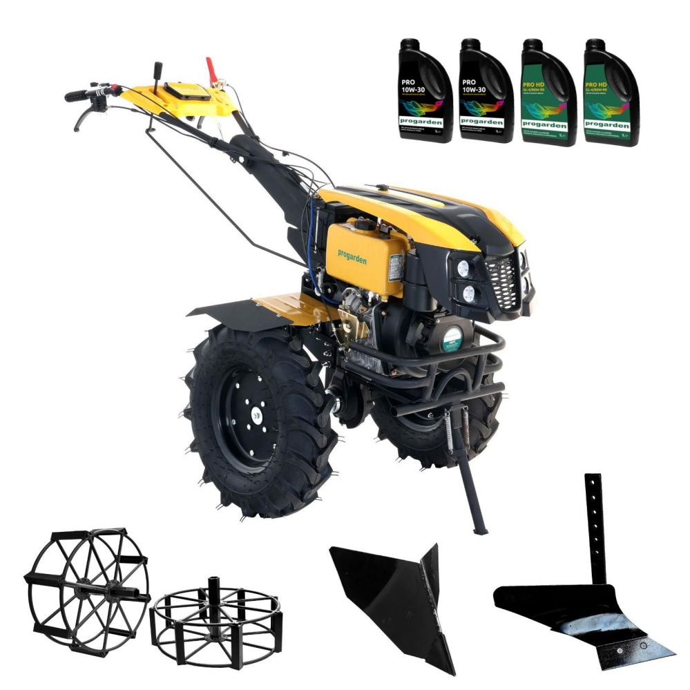ProGARDEN Pachet Campo 1273 Alpine V2, Motocultor 12CP + Plug simplu+ Plug bilonat/rarita + 2 Roti metalice 540x170 + 4 L Ulei [1]