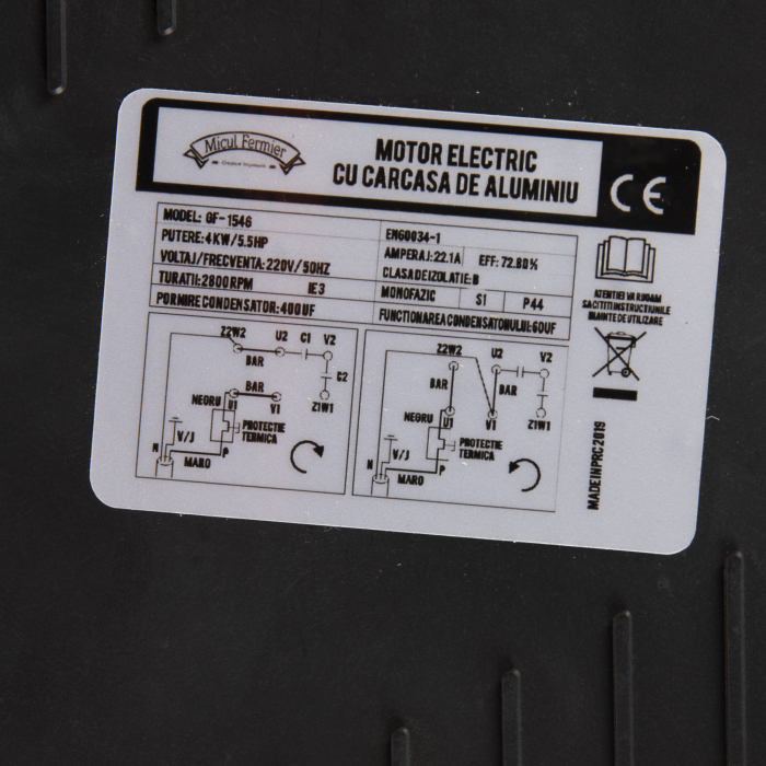 Motor electric Micul Fermier GF-1546 2800RPM 4KW cu carcasa Aluminiu, bobinaj Cupru [4]