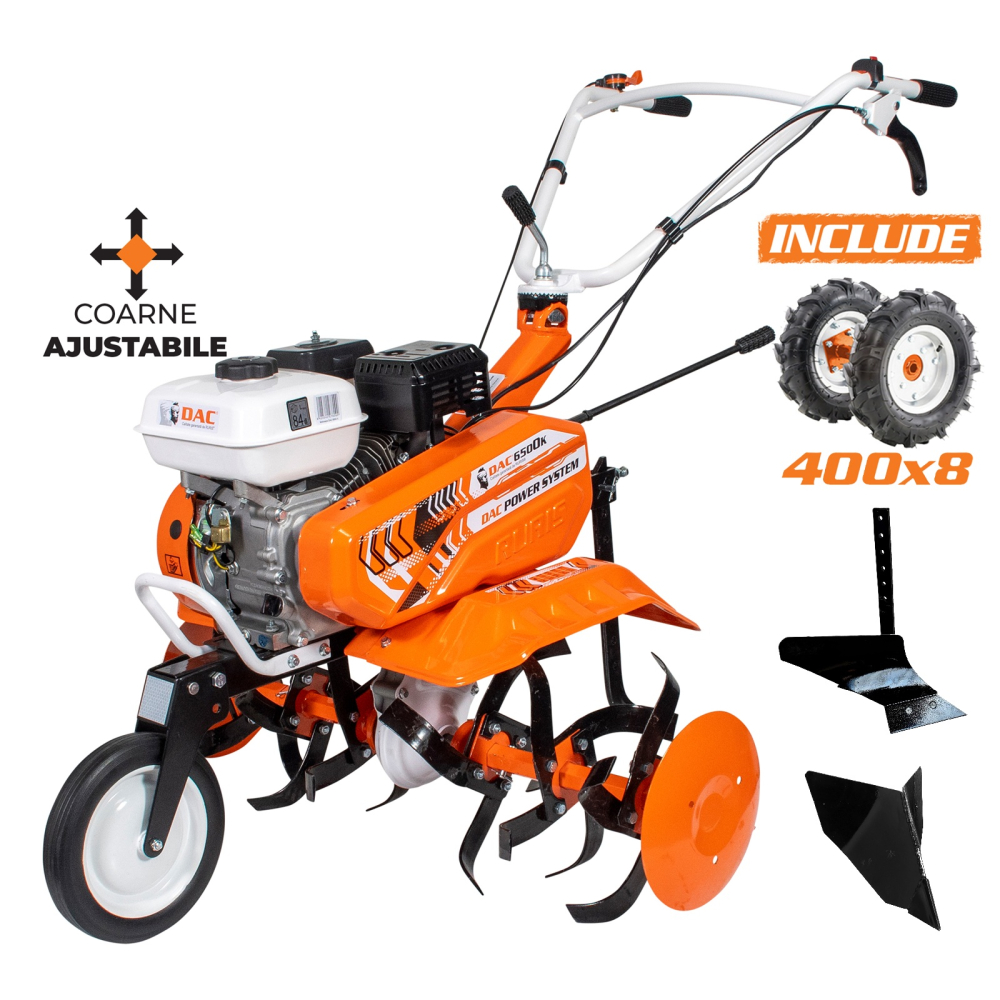 Motosapa Ruris DAC 6500K, 7 CP, 2+1 trepte, latime lucru 56-83 cm + roti cauciuc 4.00-8 + plug + rarita [1]