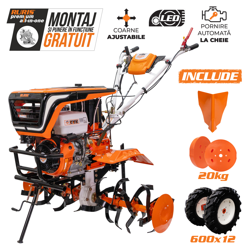 Motosapatoare RURIS 918K 18 CP, 2+1 trepte, latime lucru 75-110 cm + roti cauciuc 6.00-12+rarita+set contragreutati 20kg [2]