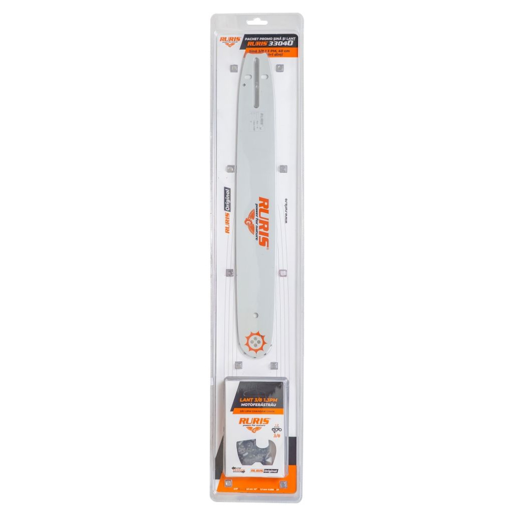 Pachet lama si lant drujba RURIS 33040 - sina 40 cm + lant 3/8 compatibil RURIS RM420, DAC 320EL, DAC 324EL, DAC 405RS [1]