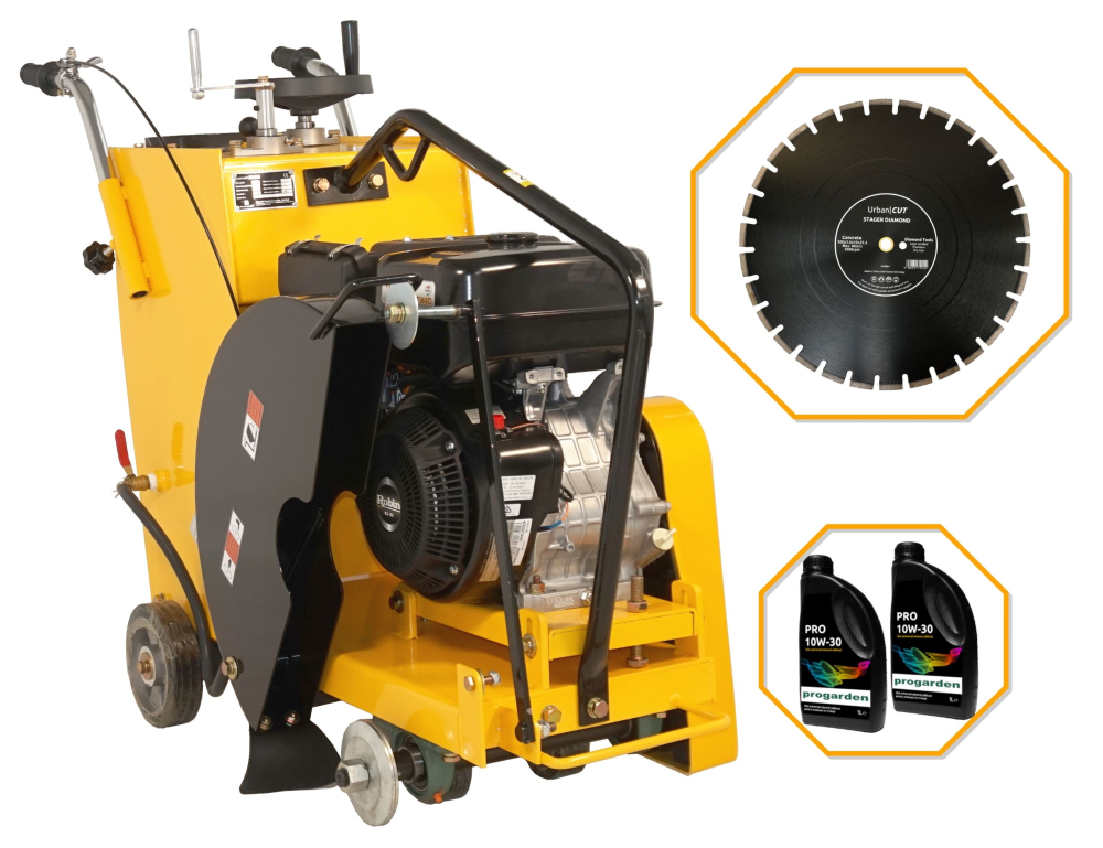 Pachet Masalta MF20-3 Taietor beton, asfalt 500mm, Robin EX40, benzina + URBAN CUT disc diamantat 500x3.6x10x25.4mm + 2L PRO 10W-30 ulei motor [1]