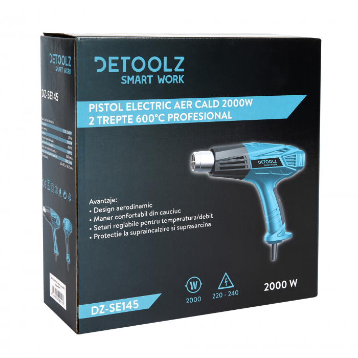 Pistol aer cald Detoolz DZ-SE145, 2000 W 2 trepte 600ᵒC [4]
