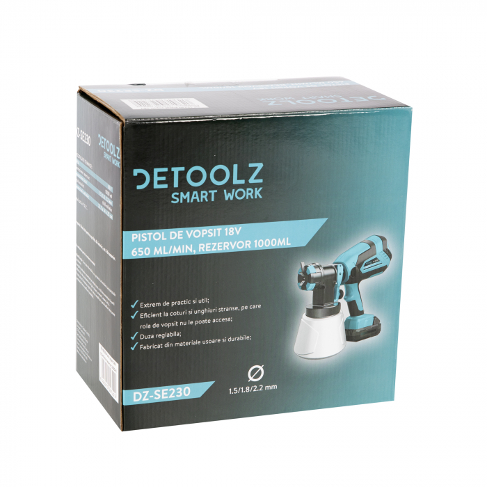 Pistol vopsit Detoolz DZ-SE230 18V 600ml/min rezervor 1000ml [8]