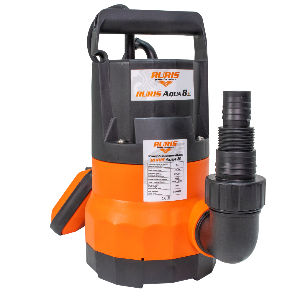 Pompa submersibila pentru apa curata RURIS Aqua 8, 400W, 7 m³/h, flotor automat [3]