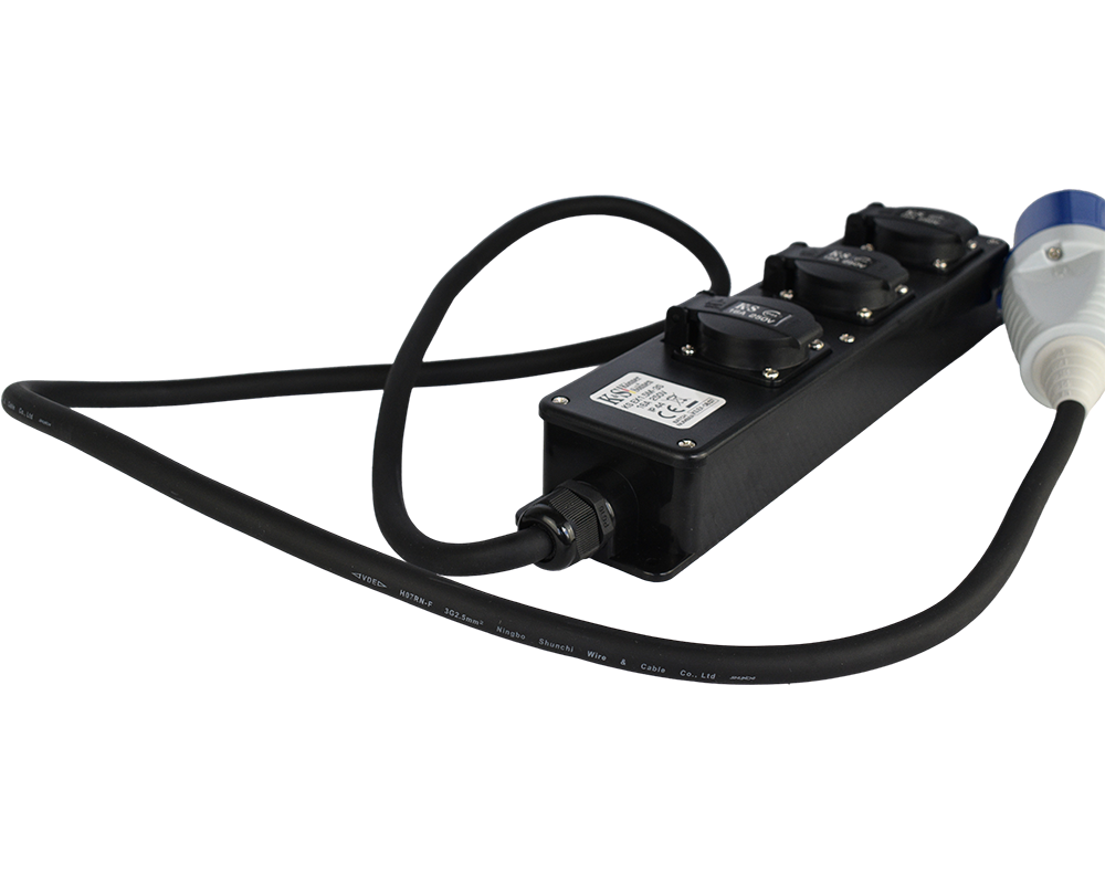 Prelungitor-adaptor KS EX1.5M-3S Konner & Sohnen, 5000 W, 1.5 metri, stecher 1 x 32А / 230V, prize 3 x 16А / 230V, cablu 3*2.5 mm din cupru [2]
