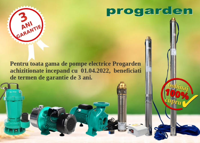 ProGARDEN 4STM6-11 Pompa submersibila 1.5", 1.1kW, apa curata, 100L/min, 77m, 11 etaje, bobinaj cupru [2]