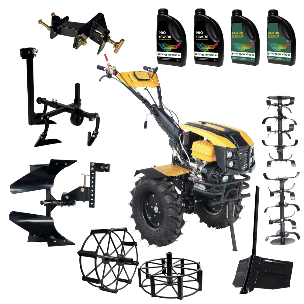 ProGARDEN Pachet Campo 1873 Alpine V2 Motocultor 18CP + Plug bilonat + Plug reversibil + Prasitoare + Adaptor + 2 roti metalice 540x170 + 4L Ulei [1]