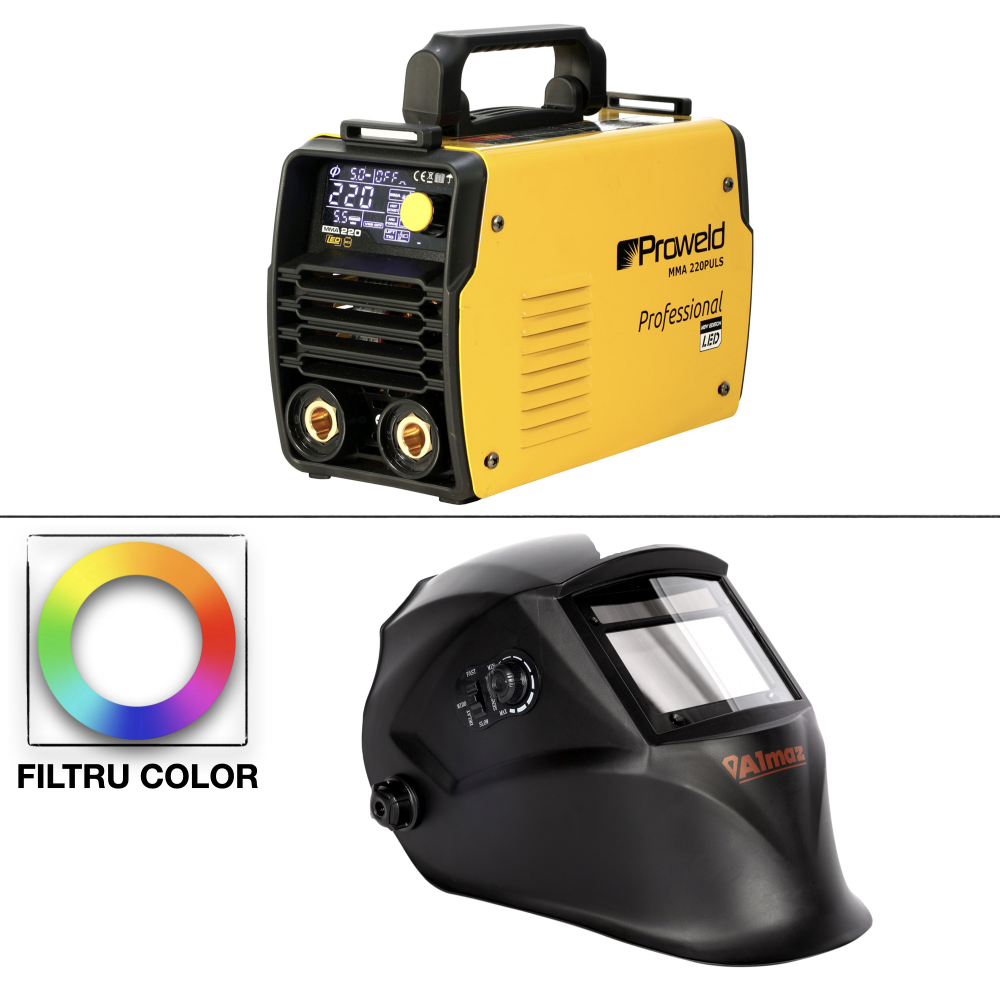 ProWELD MMA 220 Puls invertor sudare, 220 Amperi, garantie 3 ani + Masca de sudura color AZ-ES042 [1]
