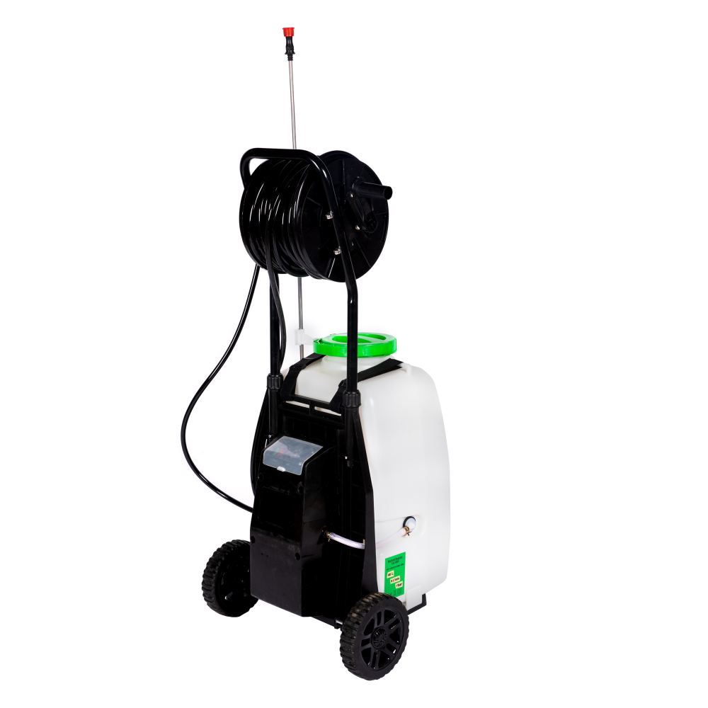 Pulverizator Micul Fermier cu acumulator si roti, bazin de 40L, furtun 30 m, lance telescopica [12]