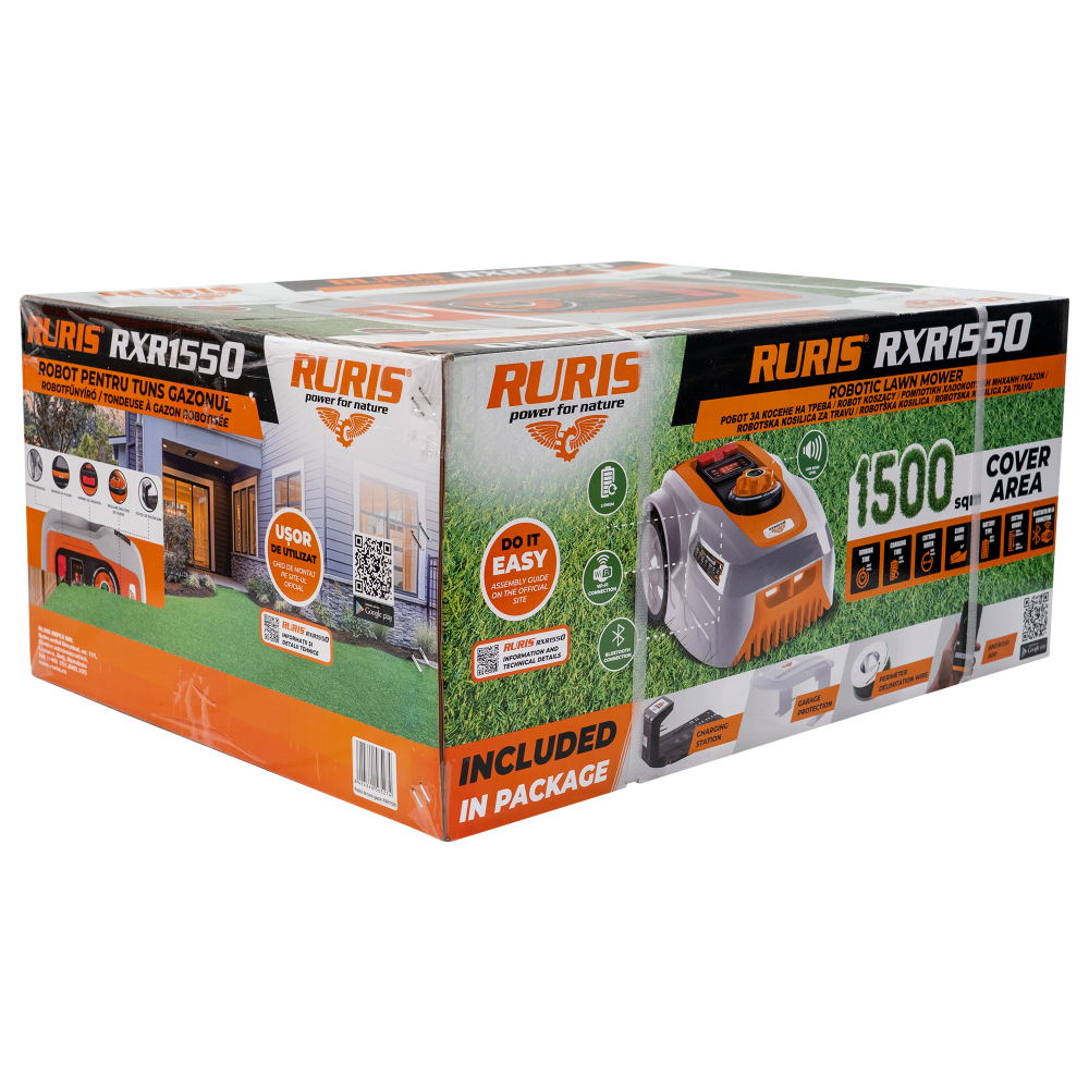Robot de Tuns Gazon RURIS RXR 1550, Li-ion 20V, 5Ah,  latime taiere 180mm, inaltime 20-60mm, suprafata 1500mp [15]