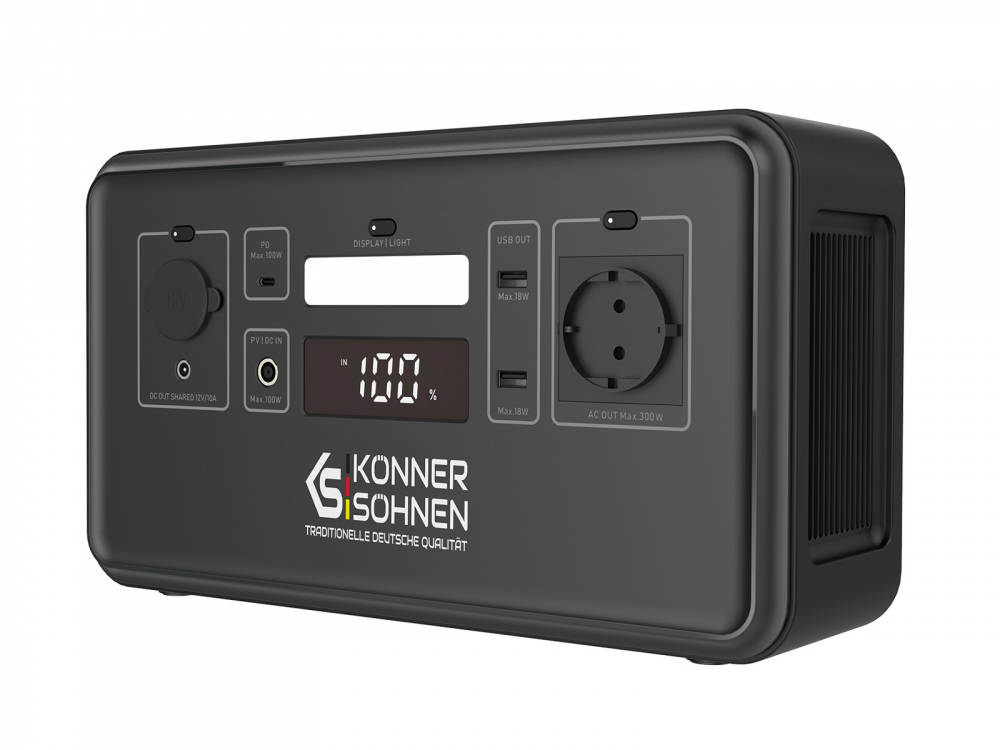Satie portabila de alimentare KS 300PS Konner Sohnen, baterie LiFePO4 putere nominala 300 W, putere maxima 500 W, capacitate baterie 296 Wh, 1x Schuko 230 V/50 Hz, afisaj LED [6]