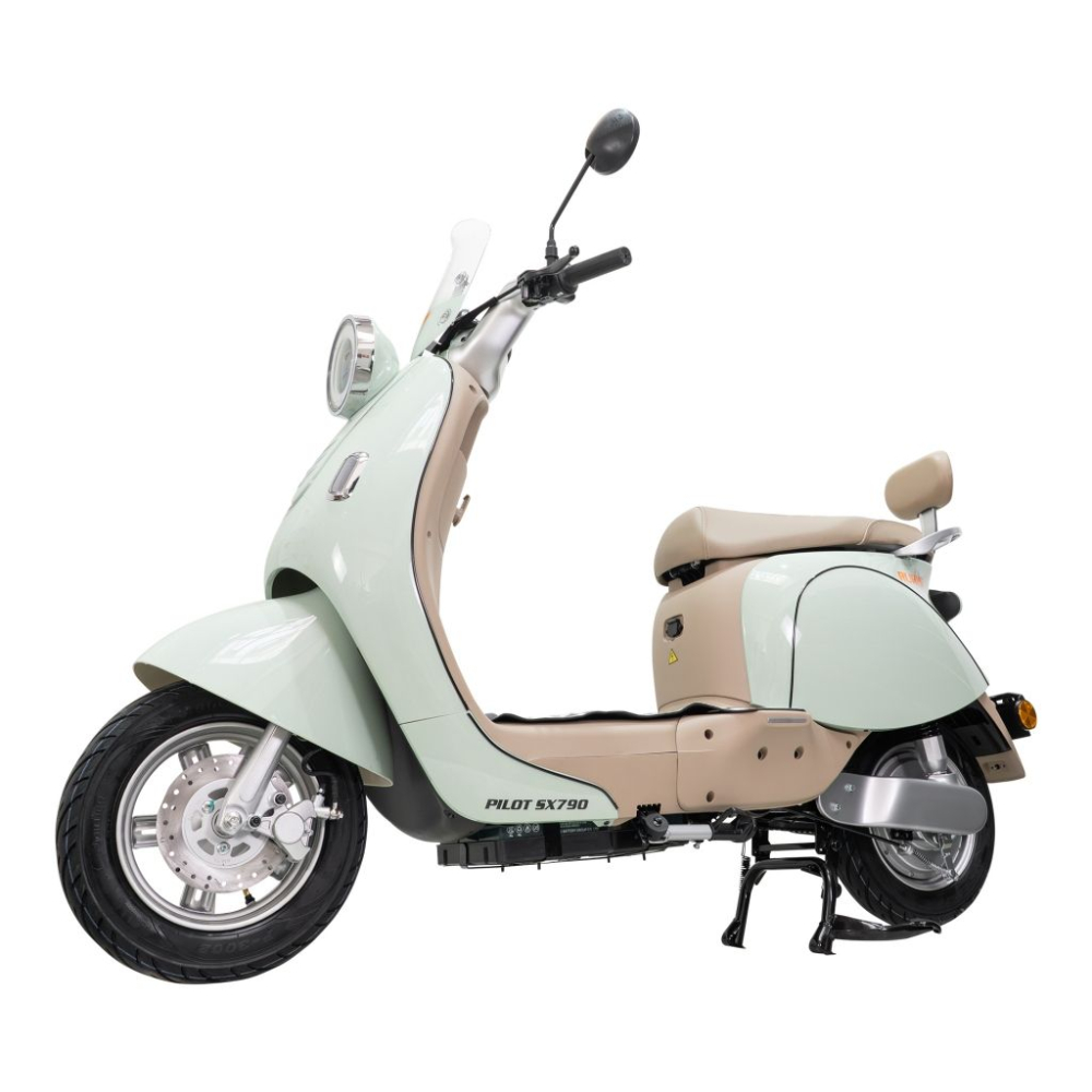 Scuter electric retro RURIS PILOT SX790 VERDE RETRO, 800W, autonomie pana la 70 km, 2 locuri [3]