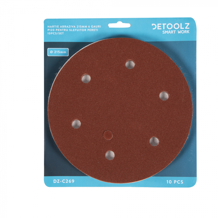 Set 10 hartie abraziva Detoolz DZ-C269 P120 6 gauri 215mm [4]