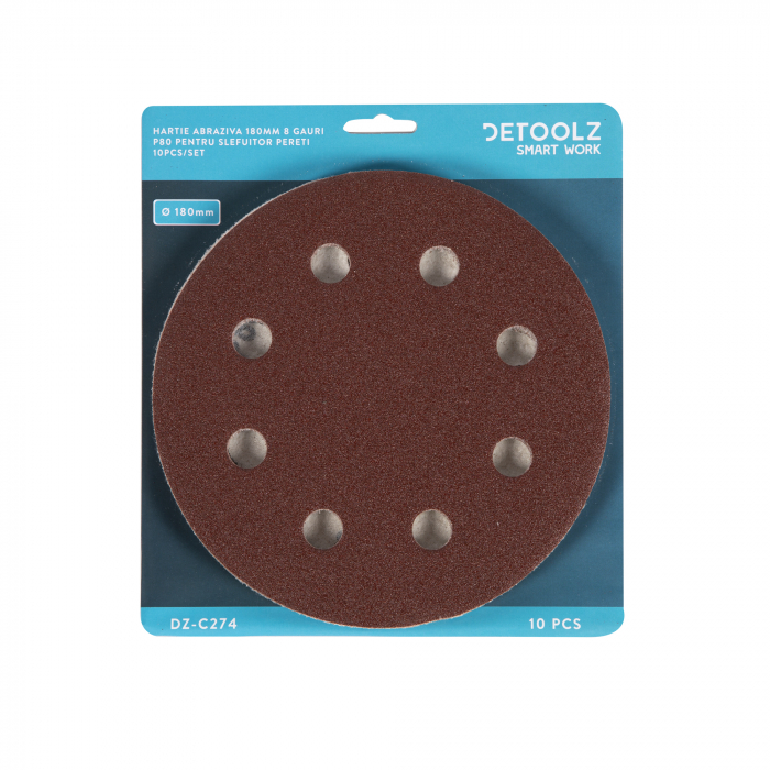 Set 10 hartie abraziva P80 8gauri 180mm [4]