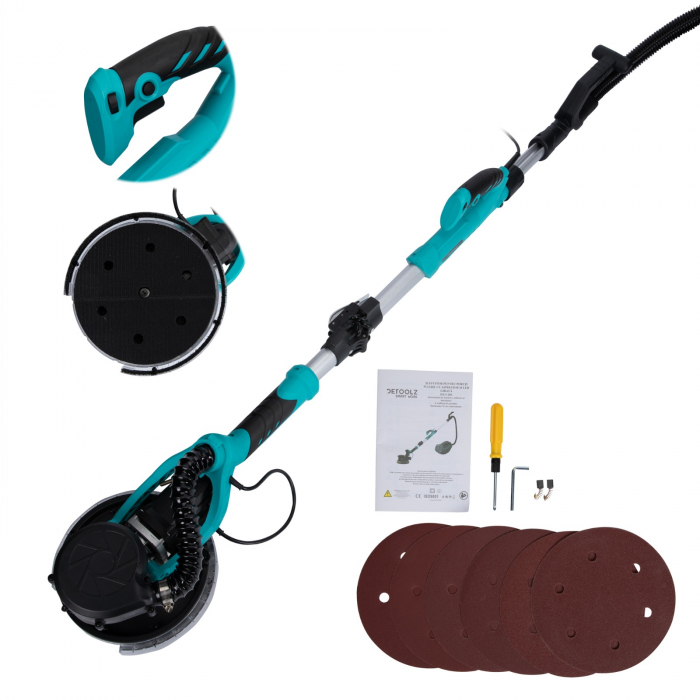 Slefuitor pentru pereti pliabil cu LED si aspirator Detoolz DZ-C206 + valiza de transport 750W Ø225mm [3]