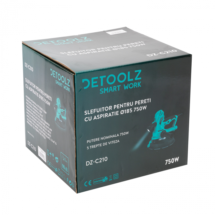 Slefuitor pereti cu aspirator Detoolz DZ-C210 750W 180mm 2500 rpm LED circular 8W [8]