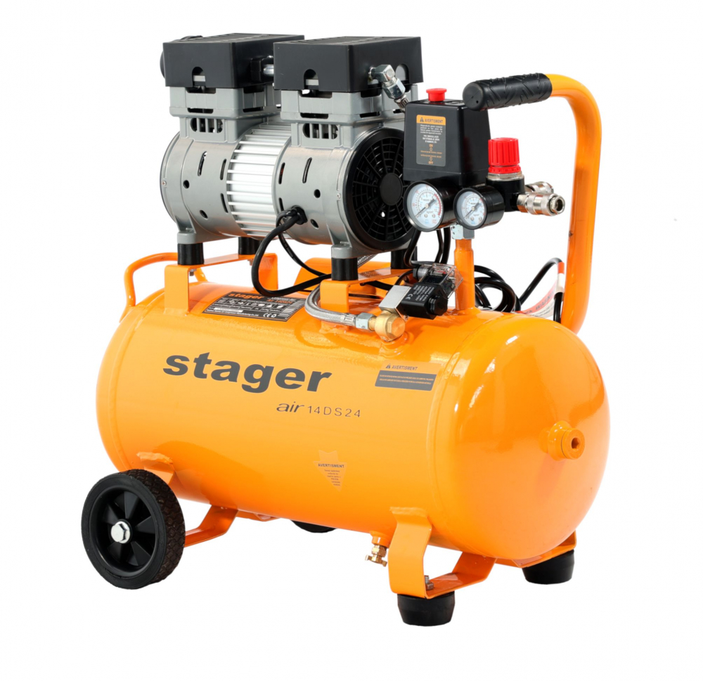 Stager Air 14DS24 compresor aer, 24L, 8bar, 135 L/min, monofazat, angrenare directa, silentios [3]
