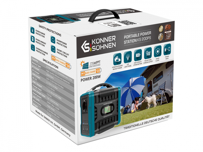 Statie de incarcare portabila Konner&Sohnen KS200PS, 200 W, 1 x 230 V, 2 x 12 v, 1 x USB type C, 2 x USB 2.1, 1 x USB 3.0 [9]