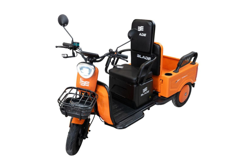 Triciclu electric 2 in 1 BLADE DUO MAX 11, 1200W, Portocaliu/Negru, 2 locuri + bena cargo, autonomie pana la 50 km, CIV inclus [4]