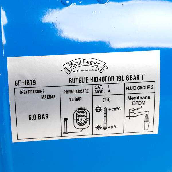 Vas expansiune hidrofor Micul Fermier 19L, 6 bar, 1" cu membrana inclusa [5]