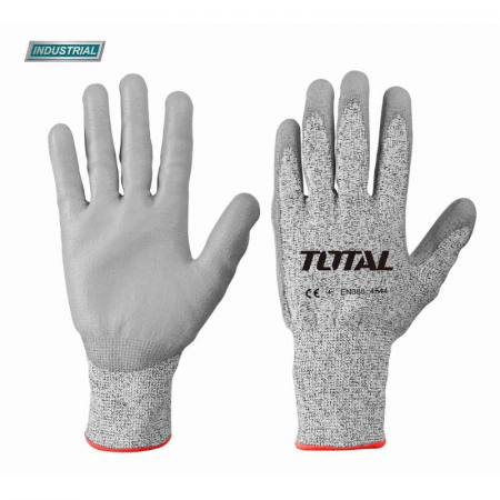 Echipamente de protectie - TOTAL - Manusi de protectie - PU + HPPE + textil - rezistente la taiere - XL (INDUSTRIAL)