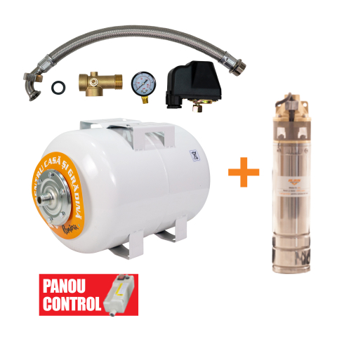 Hidrofoare - Kit hidrofor RURIS Dunarea 50 cu pompa submersibila Aqua 101 si vas expansiune 50L - Copie