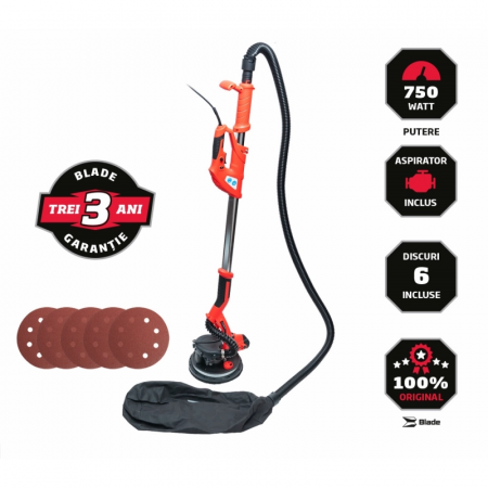 Slefuitor pentru pereti si tavane cu aspirator si led circular BLADE FG-S255L-2 - 750W [1]
