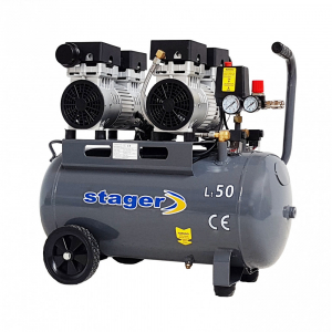 Scule electrice si unelte - Stager HM0.75x2JW/50 compresor aer, 50L, 8bar, 270L/min, monofazat, angrenare directa, silentios - Resigilat