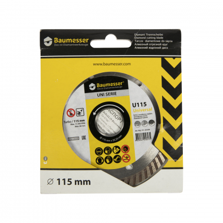 Accesorii si consumabile polizoare unghiulare - Disc diamantat Turbo 115x1,8x8x22,23 Baumesser