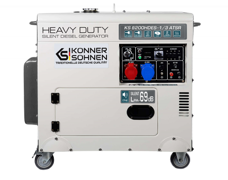 Generatoare de uz general - Generator de curent diesel Konner & Sohnen KS 8200HDES-1/3 ATSR, 6.5kW, insonorizat, Diesel, 14CP, monofazat/trifazat