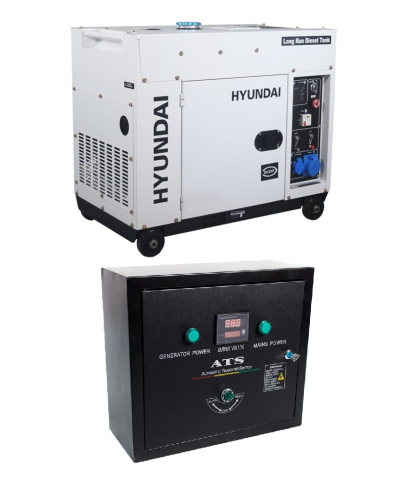 Generator de curent monofazat Hyundai DHY-8600SE-LRS, motor diesel, rezervor extins, insonorizat, 6.3 kW + ATS monofazat [0]