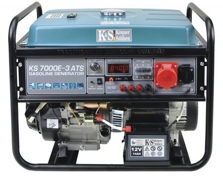Generatoare de uz general - Generator de curent pe benzina Konner & Sohnen KS 7000E-3 ATS, 5.5 kW, benzina, 13 CP, trifazat, AVR, bobinaj cupru, pornire electrica, automatizare inclusa