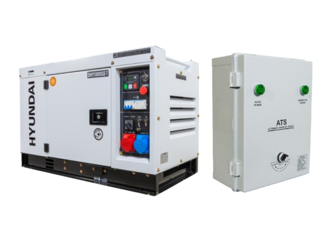 Generator de curent trifazat cu motor diesel Hyundai DHY-10000SE-T, insonorizat, 10.6 kVA + ATS trifazat [0]