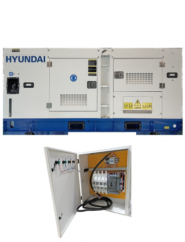 Generator de curent trifazat cu motor diesel HYUNDAI DHY100L, 1500 RPM, insonorizat, rezervor 260 L, 88 kw, 100 KVA + ATS [0]