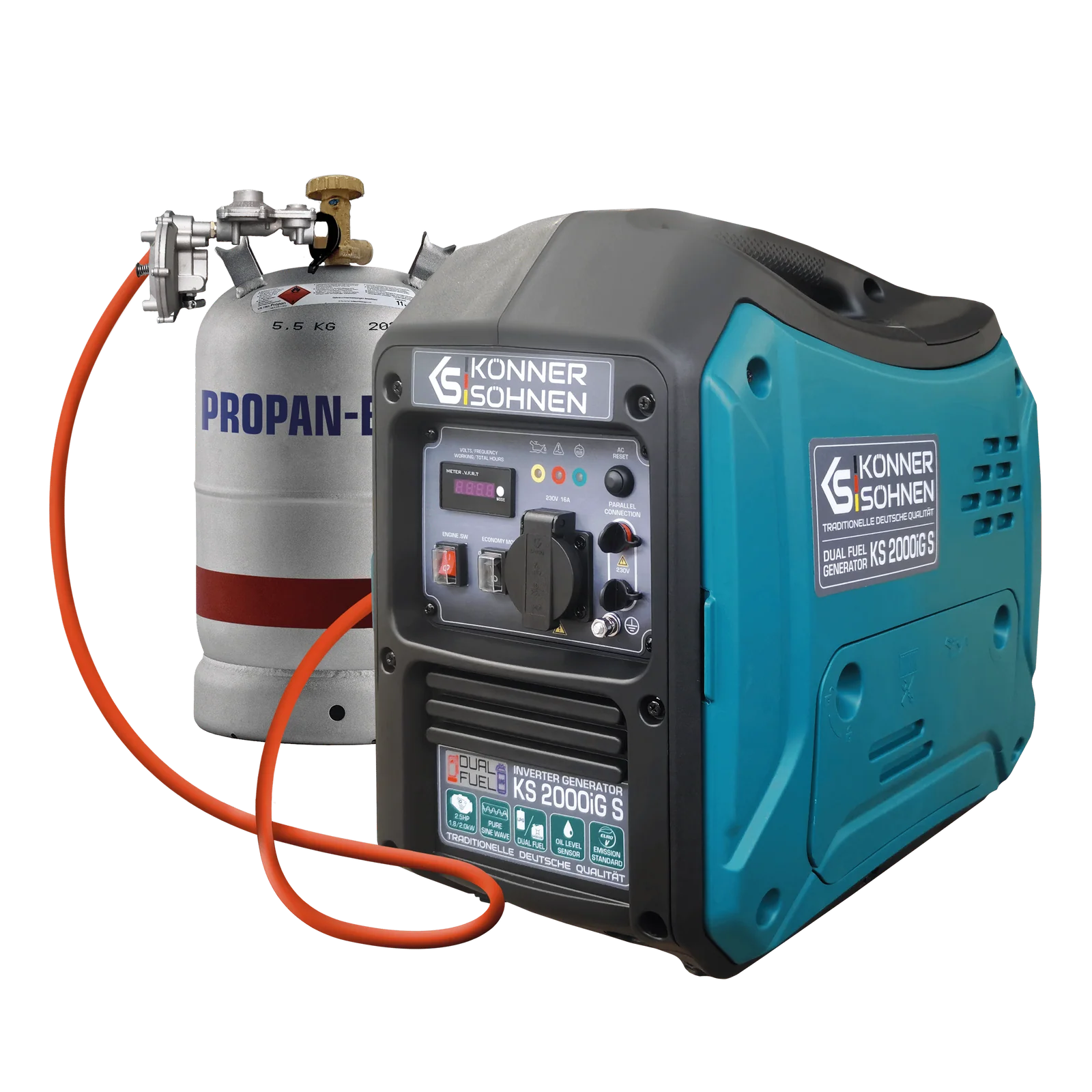 Generatoare digitale - Generator digital monofazat Konner & Sohnen KS 2000iG S, 2 kW, benzina/GPL, 2.5CP, silentios