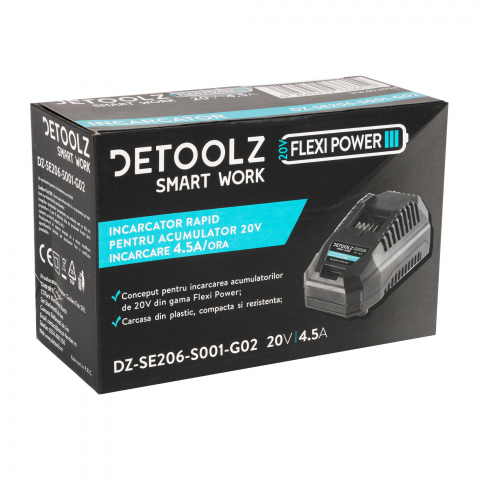 Incarcator rapid, Detoolz, pentru acumulator 20V, incarcare 4.5A/h [1]