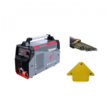 Pachet invertor de sudura Almaz MMA SP300D 300 AZ-ES012 cu 1kg electrozi 2.5mm si magnet [0]