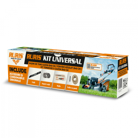 Accesorii utilaje agricole - Kit universal mașini de tuns gazon cu diametrul de 40 cm (cutit, bujie, adaptor universal, adaptor fulie, kit surub)