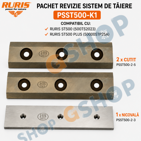 Kit revizie sistem de taiere PSST500-K1 pentru RURIS ST500 si ST500 PLUS - 2 cutite + 1 nicovala originale [0]