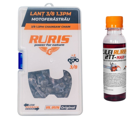 Accesorii curte si gradina - Lanț drujbă RURIS 3/8 1.3 28+1d 40 cm + 125 ml ulei RURIS 2T cadou - compatibil RM420, DAC 401S, DAC 322E