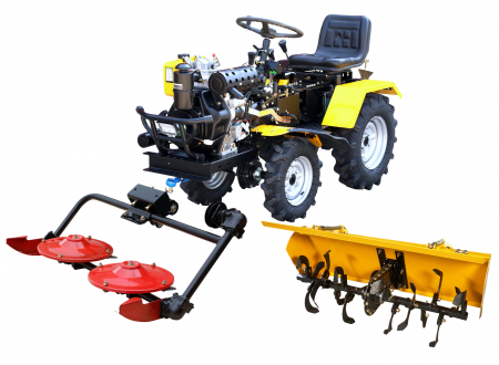 Mini tractor ProGARDEN Campo T12, 12CP, diesel, ridicare hidraulica fata si spate, transmisie sincronizata, freza tractata si cositoare frontala cu discuri [0]