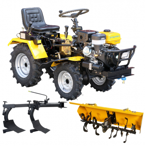 Mini tractor ProGARDEN Campo T18, 18CP, benzina, ridicare hidraulica fata si spate, transmisie sincronizata, freza tractata si plug cu 2 brazdare [0]