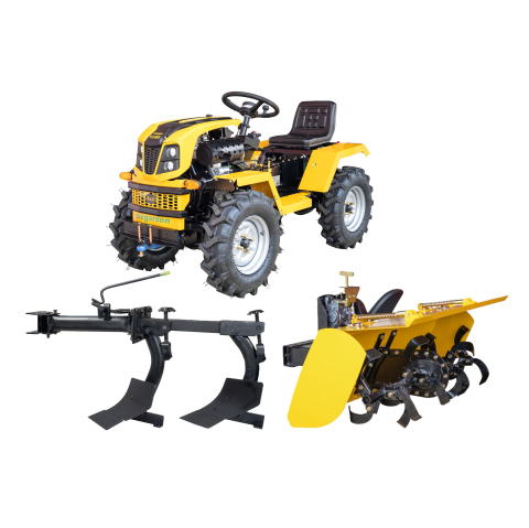 Minitractor articulat 4x4 ProGARDEN Campo T18D V27, motor diesel 18 CP, hidraulică față-spate, 2 diferențiale, roți 6.00-12 cu freza tractata si plug cu doua brazdare [0]
