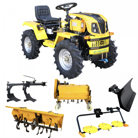 Minitractor ProGARDEN Campo T12 V25.1 4x4, 12CP, diesel, hidraulica fata-spate, roti 6.00-12 cu freza tractata, plug cu doua brazdare, tocator vegetatie, cositoare cu discuri si lama zapada/pietris - [0]